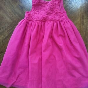 Charming Fuchsia Kids Dress with Floral Bodice